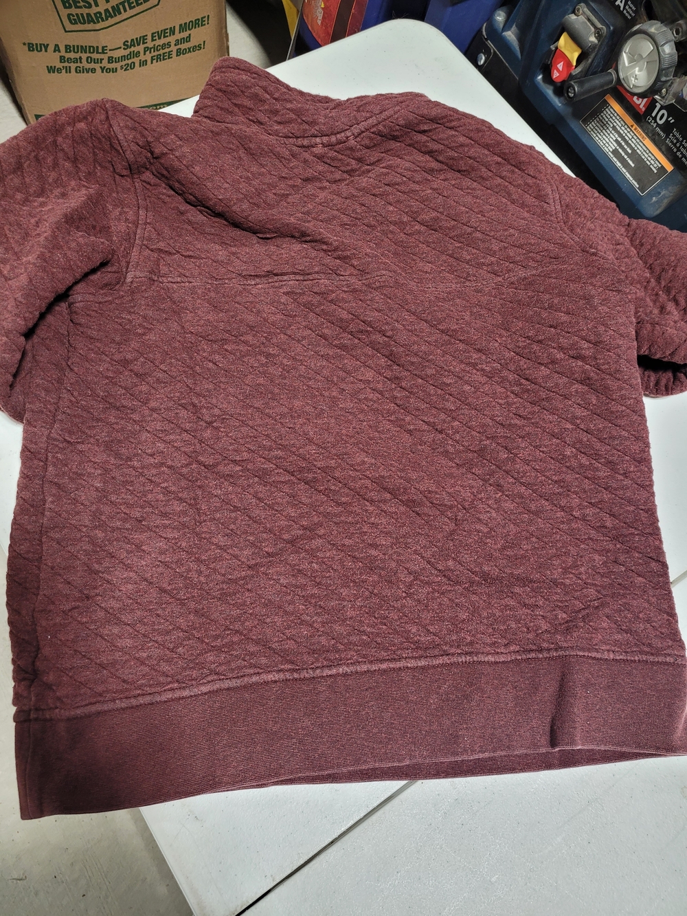 Patagonia Quilted Pullover Sweatshirt - Maroon with Gray Trim - Picture 4 of 4
